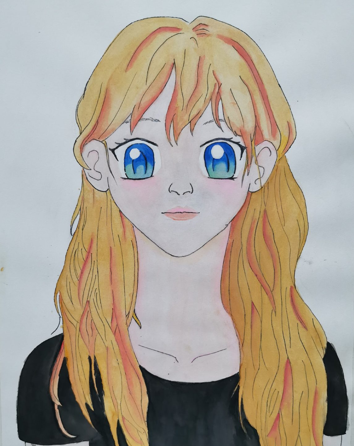 Watercolour portrait of a girl in anime style