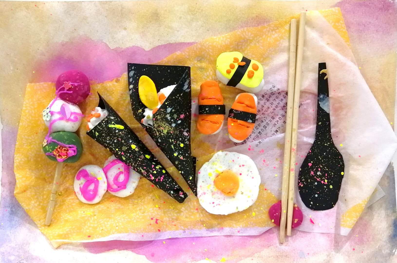 Clay sushi bento with real chopsticks, Ages 3–4