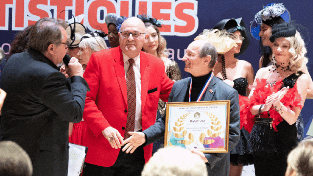An exhibition award presentation