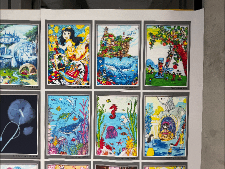 Competition artworks displayed at the University of the Arts London